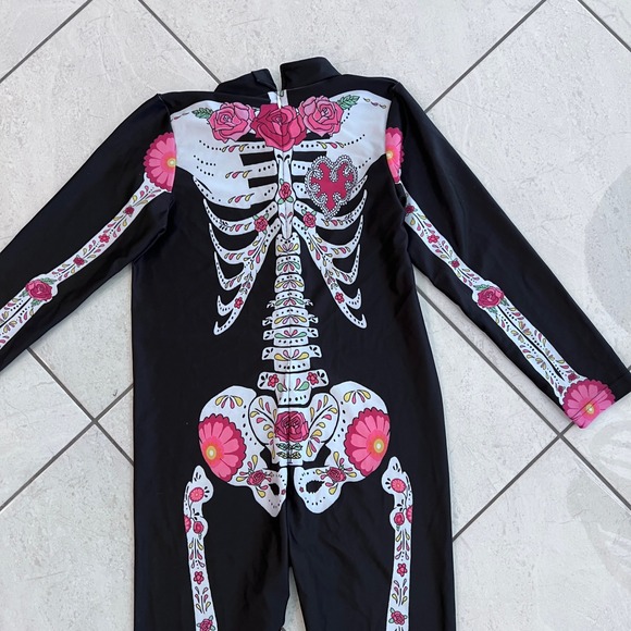 Kids Girls Halloween Costume Skeleton Floral Day of‎ the Dead Size L - Picture 8 of 9